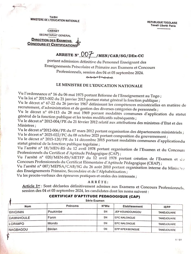 ADMISSION DÉFINITIVE EXA-PRO 2024 PLATEAUX
