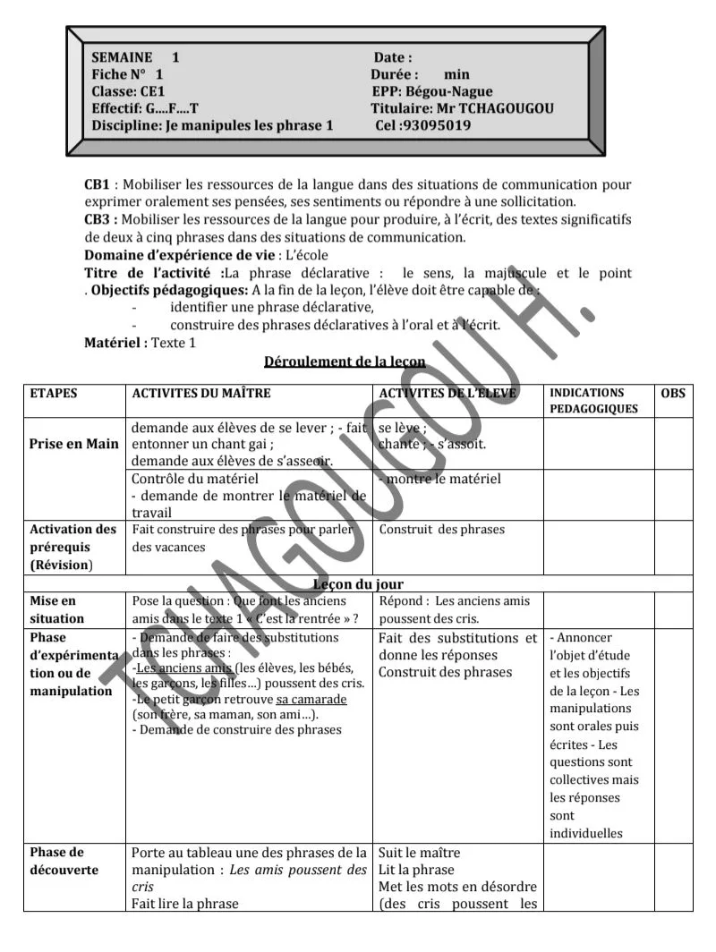 JE MANIPULE LES PHRASES CE1