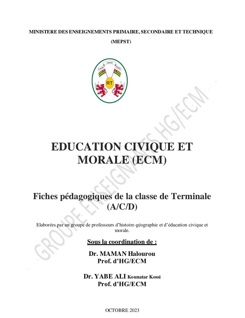 FICHES PÉDAGOGIQUES ECM TLE