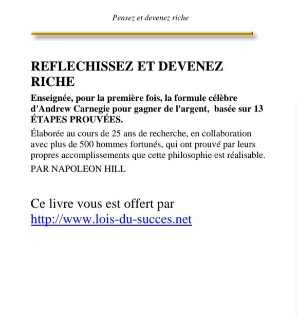 RÉFLÉCHISSEZ ET DEVENEZ RICHE