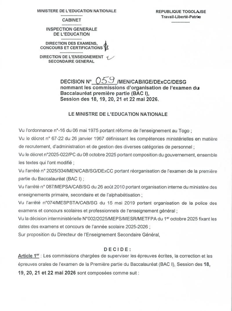 DÉCISION ORGANISATION BACI
