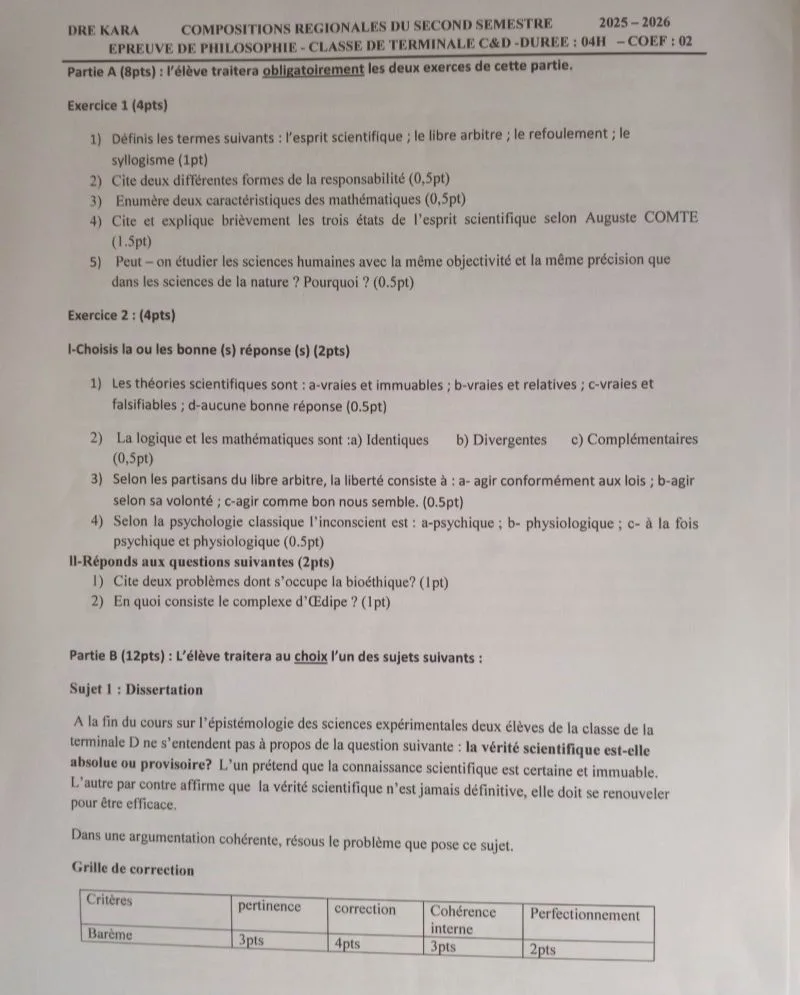 COMPOSITION RÉGIONALE DU 2ND SEMESTRE TLED DRE KARA