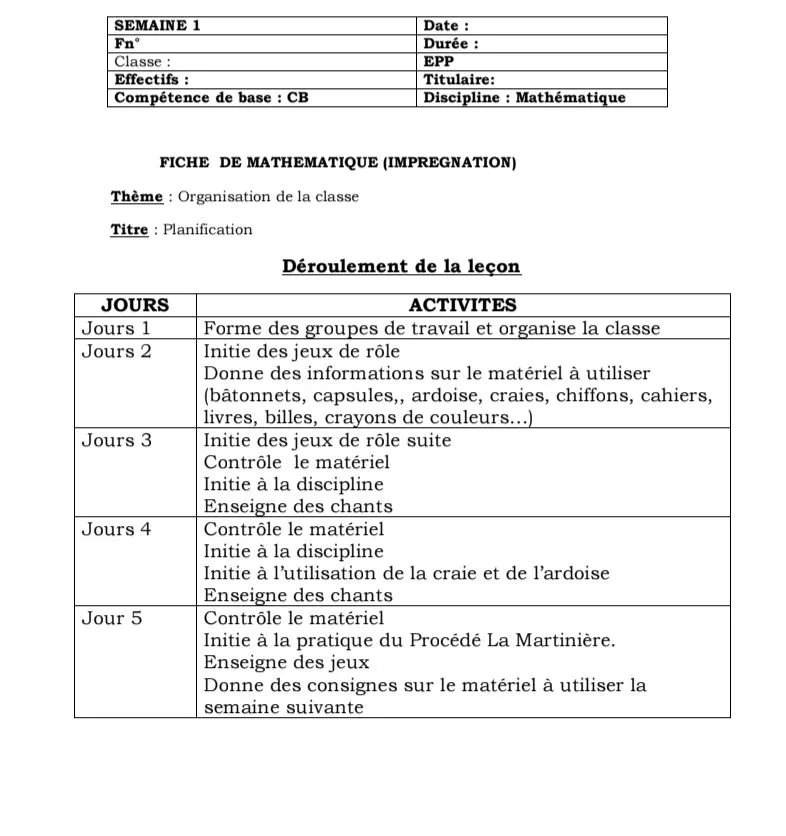 FICHES PÉDAGOGIQUES MATHÉMATIQUES CP1 APC