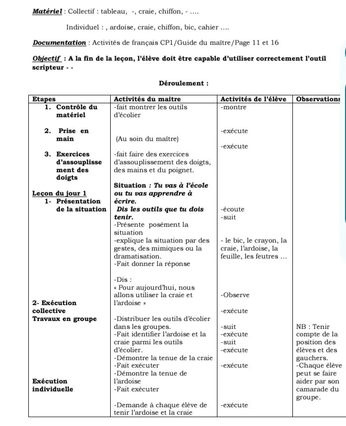 FICHES PÉDAGOGIQUES D'ÉCRITURE CP1 APC