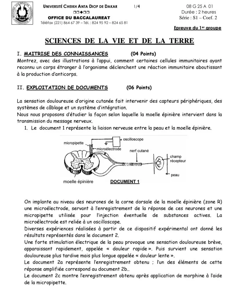 ANNALE SUJET CORRIGÉ SVT BACII 2008-2017 SÉNÉGAL
