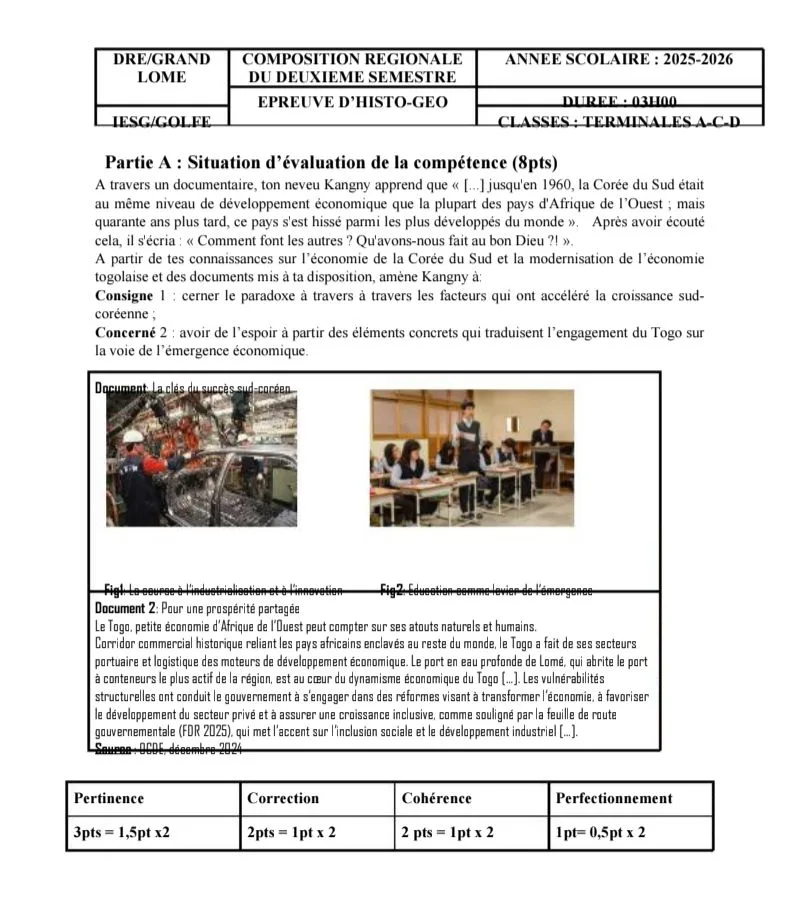 COMPO SUJET CORRIGÉ HG G-LOME 2e SEMESTRE :edusocialnews