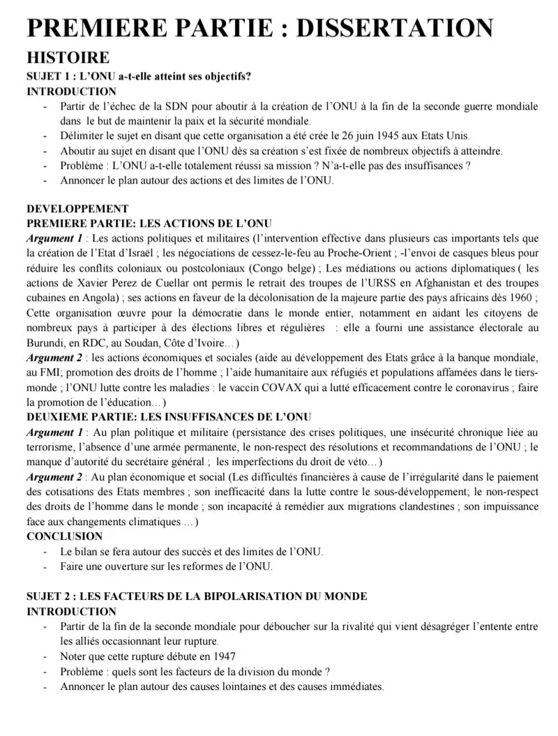 RÉVISION SUJET CORRIGÉ HG TLE