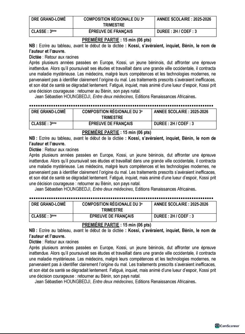 COMPOSITION RÉGIONALE DU 3E TRIMESTRE FRANÇAIS G-LOME
