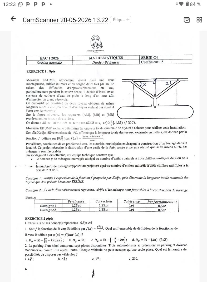 BAC1 2026 MATHS  ACD