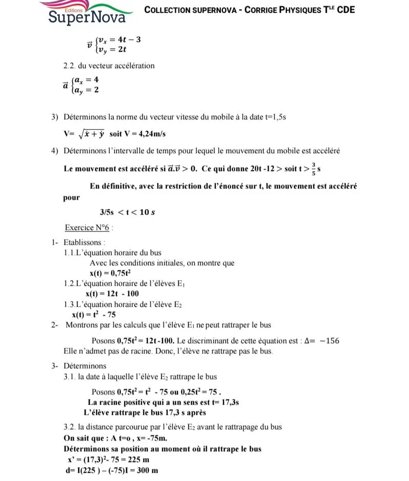 PC TERMINALE SCIENTIFIQUE  EXERCICES CORRIGÉS