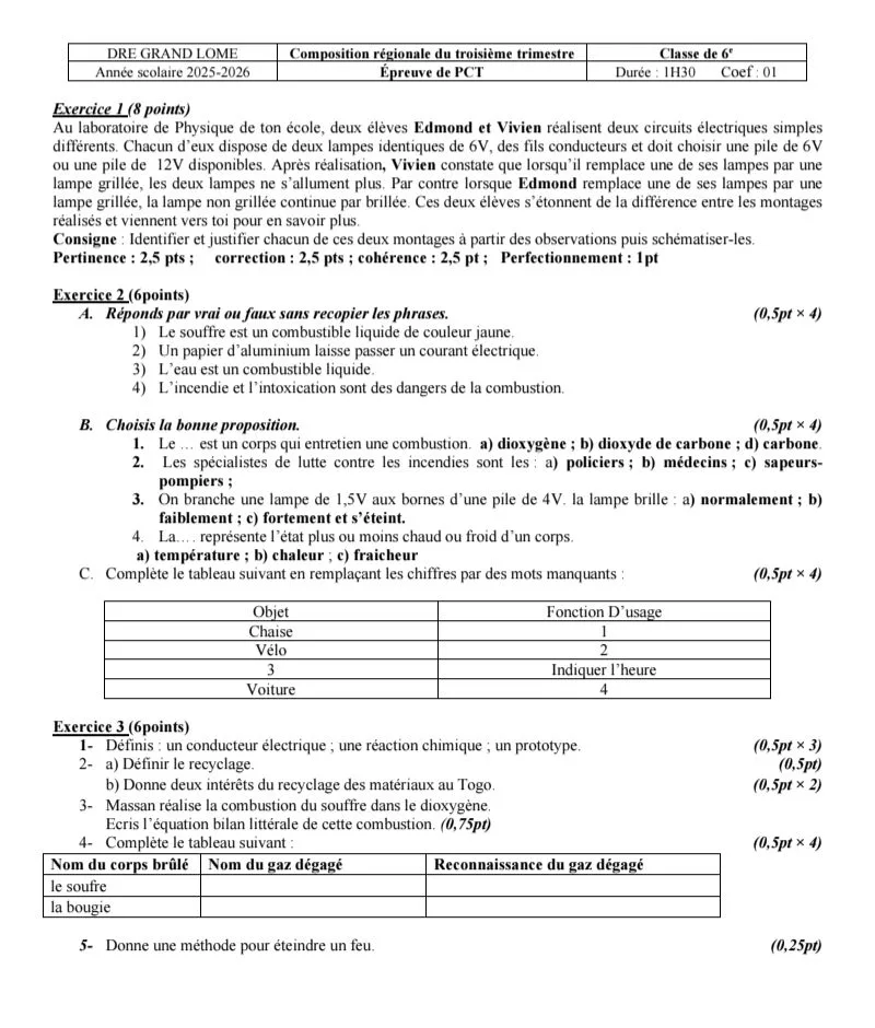 PCT G-LOME 6E 3T SUJET CORRIGÉ 2025-2026