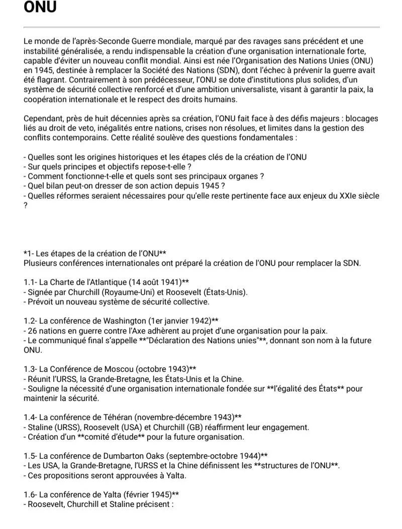 RÉSUMÉ ONU TLE