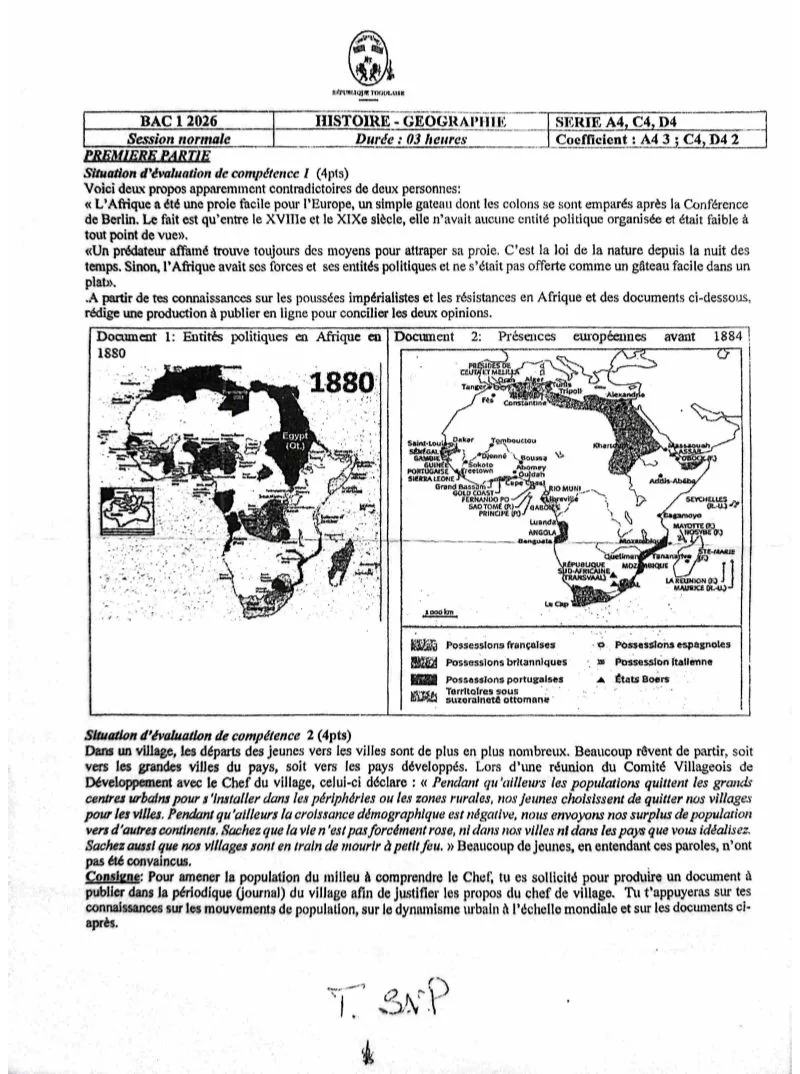 SUJET CORRIGÉ BAC1 HG 2026