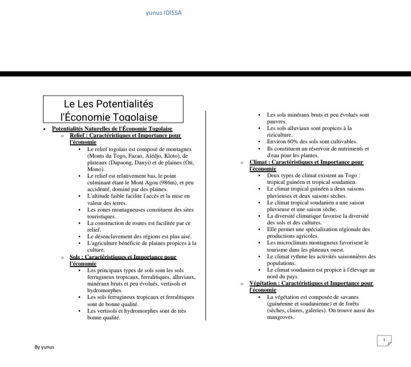 RÉSUMÉ GÉOGRAPHIE