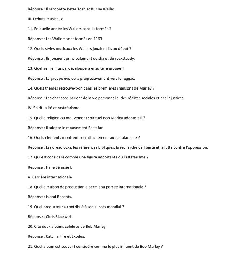 MUSIQUE TERMINALE ; QUESTION RÉPONSE