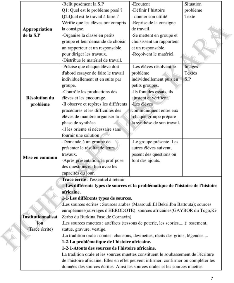 FICHE PÉDAGOGIQUE HISTO-GEO SECONDE IESG KARA