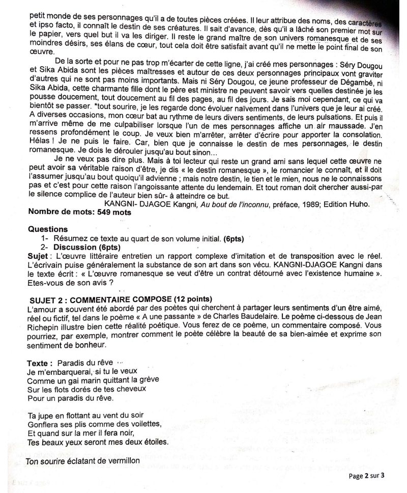 BAC 2026 ÉPREUVE FRANCAIS CD