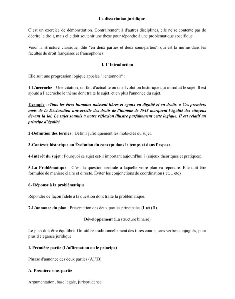 MÉTHODOLOGIE DE DISSERTATION JURIDIQUE  ET COMMENTAIRE