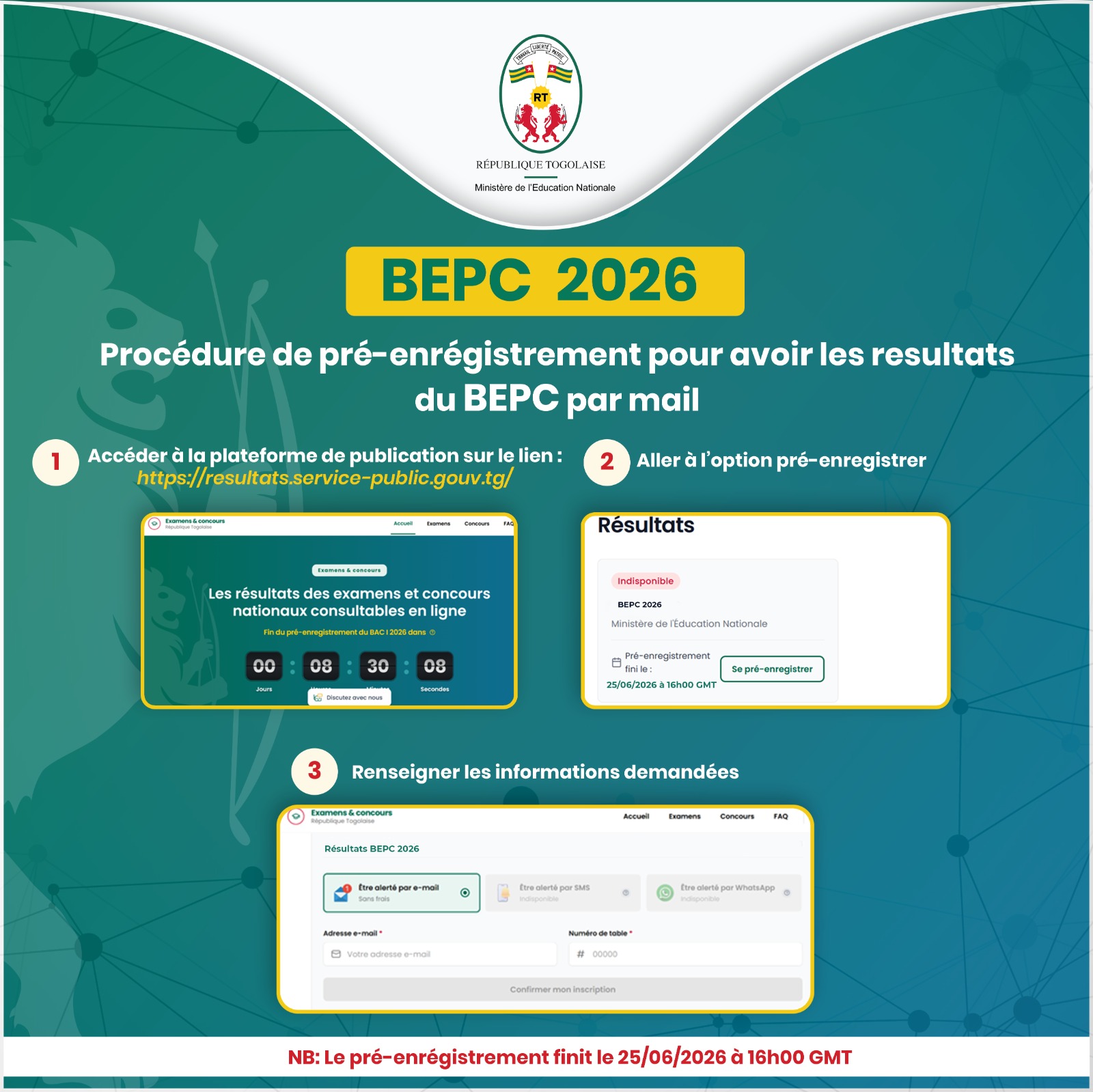 Résultats BEPC 2026 : consultation des résultats via les canaux officiels ce 25 juin dès 16h