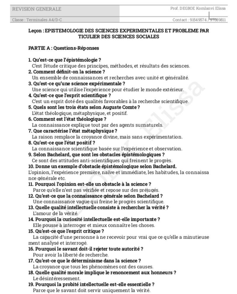 TD SUJET CORRIGÉ PHILO ÉPISTÉMOLOGIE DES SCIENCES EXPÉRIMENTALES