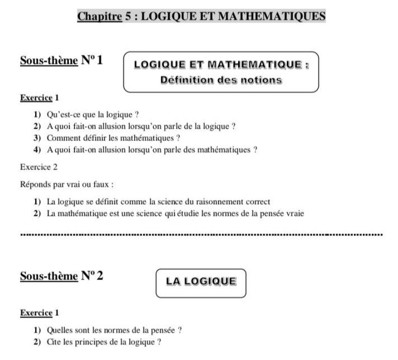 TD PHILO LOGIQUE ET MATHÉMATIQUES