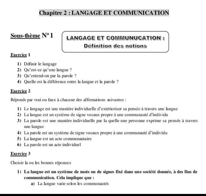 TD PHILO LANGUAGE ET COMMUNICATION