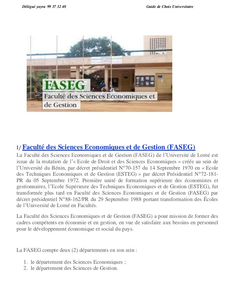 GUIDE D'ORIENTATION ET D'INSCRIPTION DES NOUVEAUX BACHELIERS