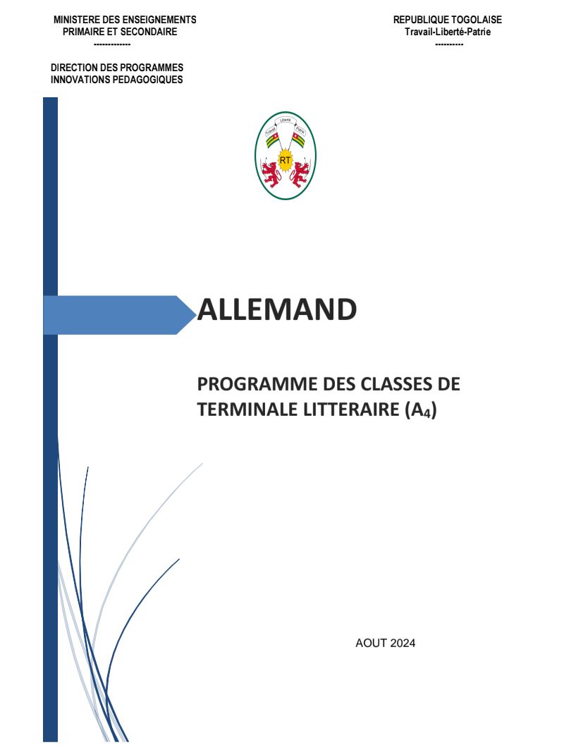 PROGRAMME ET PROGRESSION ALLEMAND TLE A
