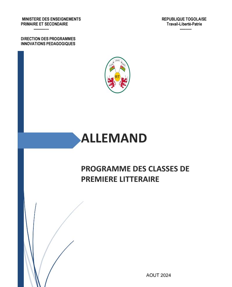 PROGRAMME ET PROGRESSION ALLEMAND 1ERE A