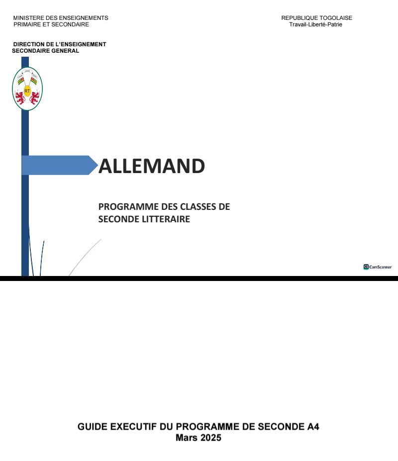 PROGRAMME ET GUIDE PROGRESSION ALLEMAND 2ND A