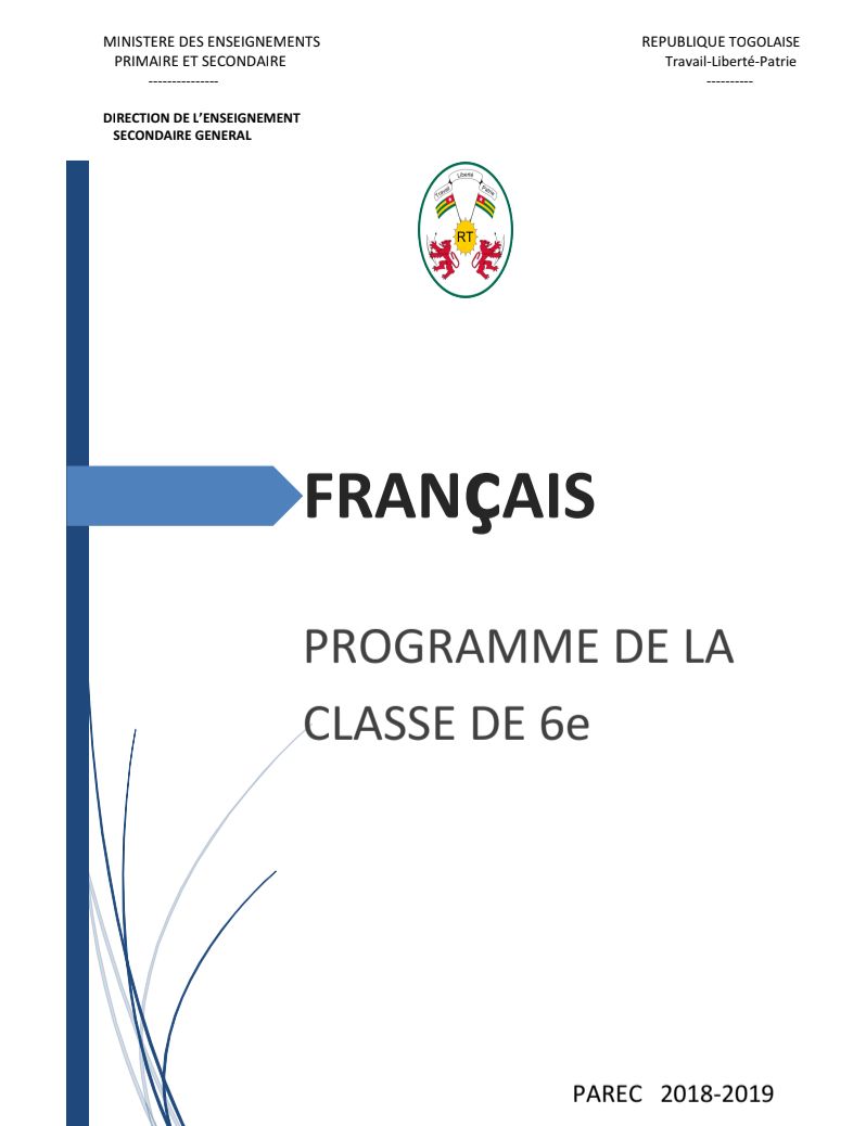 PROGRAMME DE FRANÇAIS 6E