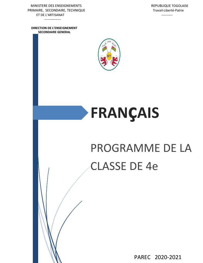 PROGRAMME DE FRANÇAIS 4E